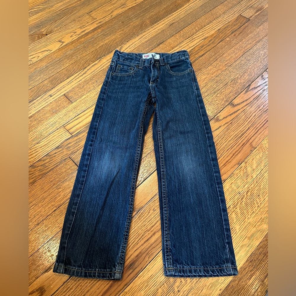 Levi's 505 Kid’s Straight Leg Jeans in Medium Blue Wash Size 7 Regular Red Tab